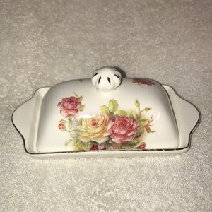 Grace’s Teaware Butter Dish with Pink and Yellow Flowers